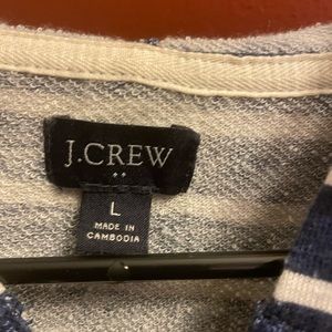 J.CREW $68 Men’s BLUE/WHITE Striped Cotton Long Sleeve Jersey Hoodie Tee Size L